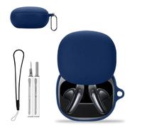 Coque de protection avec kit de nettoyage pour Anker Soundcore Liberty Buds - Coque de protection en silicone souple KONXISA - Accessoires porte-clés - Étanche, anti-poussière et anti-chocs - Bleu