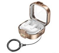 Coque de protection avec verrou de sécurité pour Samsung Buds 4/Pro - Coque rigide en ABS robuste avec anneau porte-clés pour une couverture complète - Rouge (or rose)