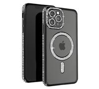 Coque de protection - AVIZAR - iPhone 12 Pro Max - Contour strass - Compatible MagSafe - Noir