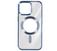Coque MagSafe pour iPhone 15 Pro Max Silicone Protection Caméra Chromé Bleu