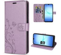 Coque de Protection - BOOLING - pour Samsung Galaxy A17 4G/5G - Synthécuir Motif Plante Papillon Violet