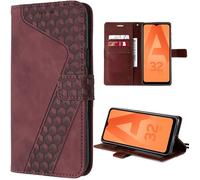 Coque de protection - BOOLING - pour Samsung Galaxy A32 5G - Cuir PU embossé - Rouge - Support intégré