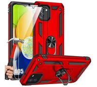 Coque de protection - BOOLING - Samsung Galaxy A05 - Rouge - Support Anneau 360° - 2 Verres Trempés