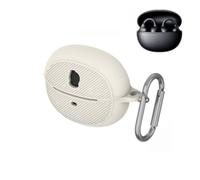 Coque de protection compatible avec Baseus Bowie MC2, coque souple antichoc avec mousqueton, peau imperméable pour boîte de charge d'écouteurs, accessoire de sport de voyage (blanc)