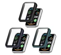 Coque de protection compatible avec Huawei Watch Fit/Fit New/Fit Special Edition, avec film de protection d'écran anti-rayures en TPU souple, accessoires de protection (Lot de 3 A)