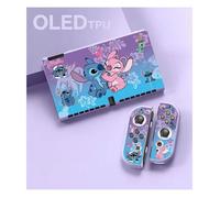 Coque de protection complète Disney Stitch Couple pour Nintendo Switch OLED - Housse souple en TPU violet - APODBZ MPM