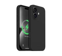 Crong Coque pour Apple iPhone 16 Plus en Silicone Souple Antichocs Noir