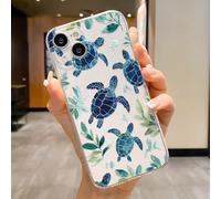 Coque de protection de téléphone style tech avec base transparente peinte motif tortue, perforée, minimaliste, anti-chute, épaissie, imprimée, coque souple, adaptée pour Ip 17 Ip 17pro Ip 17 Promax Ip