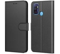 Coque de Protection - E.F.CONNECTION - OPPO A53S - Noir - Effet Cuir - Souple