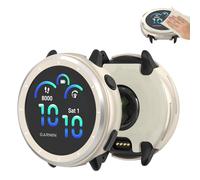 Coque de protection en métal pour Garmin vívoactive 6/Active 6 - Comprend boîtier, couvercle arrière et chiffon de nettoyage, facile à monter, protection contre les rayures et les chutes à 360° (beige