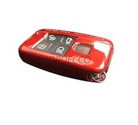 Coque de protection en plastique rigide ABS en 2 pièces, pour porte-clés, à 5 boutons pour Range Rover Evoque Discovery Freelander Sport 2014, 2015, 2016 (rouge).