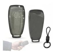 Coque de Protection en pour Porte ompatible avec pour Mercedes-Benz C, S, GLC, EQE, EQS 300, 350, 450, 500, 560, 580 et AMG, Porte Cle pour Mercedes, 3 Boutons (Transparent Black)