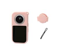 Coque de protection en silicone et cache d'objectif pour Insta360 X6, rose | Housse antichoc pour appareil photo avec capuchon d'objectif et dragonne