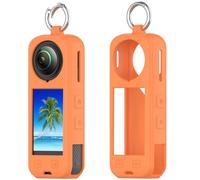 Coque de protection en silicone pour appareil photo Insta360 X5, coque souple avec anneau de doigt, protection anti-rayures antidérapante pour caméra d'action Insta 360 X5 (orange)