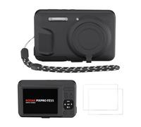 Coque de protection en silicone pour appareil photo Kodak PIXPRO FZ55, kit de protection complet composé d'une coque, d'une dragonne et de 2 films en verre anti-rayures pour une protection quotidienne