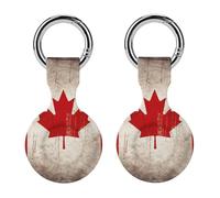 Coque de protection en silicone pour Apple AirTags avec porte-clés, motif drapeau du Canada rétro, coque de suivi pour AirTags, porte-clé Air Tag pour animaux de compagnie, portefeuille, sacs à dos