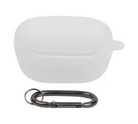 Coque de protection en silicone pour casque JBL Endurance Race 2, résistant aux chocs avec mousqueton, résistant à la transpiration pour le sport, la course à pied, la salle de sport (noir) (blanc)