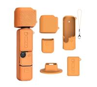 Coque de protection en silicone pour DJI Osmo Pocket 4/3, coque souple avec support de base et dragonne - Protection complète de l'écran de l'appareil photo - Accessoires de protection, Orange, Coque