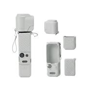 Coque de protection en silicone pour DJI Osmo Pocket 4, coque intégrale souple avec protection d'écran et sangle anti-perte, accessoires de protection complète pour appareil photo, gris, Coque de