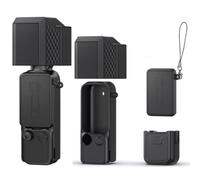 Coque de protection en silicone pour DJI Osmo Pocket 4 Pro - Ensemble complet avec bouchon d'objectif et protection d'écran - Housse souple antidérapante avec cordon anti-perte, Noir , Coque de