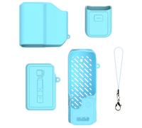 Coque de protection en silicone pour DJI Pocket 4 Pro, étui de protection pour écran, lentille filetée, accessoires de caméra d'action, Ensemble de 4 pièces - Bleu ciel, Housse de protection en