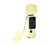 Coque de protection en silicone pour DJI pour Osmo Pocket 4 Gimbal - Coque souple avec protecteurs d'écran et d'objectif, coque légère antichoc avec lanière pour voyage (jaune clair)