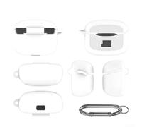 Coque de protection en silicone pour écouteurs JBL Tune Buds 2 - Coque souple anti-chute avec loquet sécurisé - Couverture complète pour les trajets quotidiens et la salle de sport (blanc)