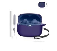 Coque de protection en silicone pour écouteurs JBL Wave Beam 2 - Durable et écologique - Avec trous précis et compatibilité de charge - Anti-choc - Toucher confortable - Bleu foncé
