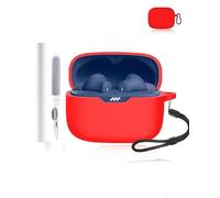 Coque de protection en silicone pour écouteurs JBL Wave Beam 2 - Durable et écologique - Avec trous précis et compatibilité de charge - Anti-choc - Toucher confortable - Rouge