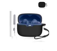 Coque de protection en silicone pour écouteurs JBL Wave Beam 2 - Durable et écologique - Avec trous précis et compatibilité de charge - Anti-choc - Toucher confortable - Noir