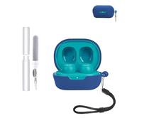 Coque de protection en silicone pour écouteurs JLab JBuds Mini - Durable et écologique - Avec trous précis et compatibilité de charge - Résistante aux chocs - Confortable au toucher - Bleu