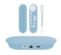 Coque de protection en silicone pour Google TV Streamer 4K 2024, appareil hôte et télécommande vocale - Coque de protection antichoc en silicone (bleu clair)