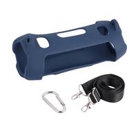 Coque de protection en silicone pour JBL Charge 6, protection contre les chutes de haut-parleurs, couleur unie simple avec bandoulière, housse de protection pour haut-parleur (bleu foncé)
