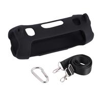 Coque de protection en silicone pour JBL Charge 6, protection contre les chutes de haut-parleurs, couleur unie simple, avec bandoulière, housse de protection pour haut-parleur (noir)