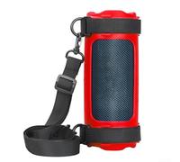 Coque de protection en silicone pour JBL Flip 7 avec support de vélo et bandoulière, housse étanche et résistante aux chutes pour le cyclisme et la plage, noir (rouge)