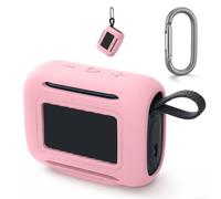 Coque de protection en silicone pour JBL Go 5 - Légère et anti-rayures - Avec mousqueton - Pour randonnée - Bleu (rose)