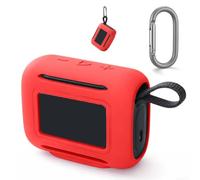Coque de protection en silicone pour JBL Go 5 - Résistante aux chocs - Avec crochet - Antidérapant - Souple - Pour voyage en plein air - Bleu (rouge)
