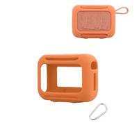 Coque de protection en silicone pour JBL Go 5, souple et résistante aux chocs, ajustement à 360°, sans couture, ultra mince, facile à nettoyer, avec découpes précises et mousqueton (orange)