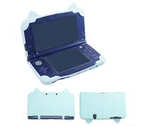 Coque de protection en silicone pour Nintendo 3DS LL XL avec motif chat 3D et protection complète contre les chutes à 360 degrés (bleu)