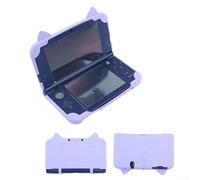 Coque de protection en silicone pour Nintendo 3DS LL XL, housse en caoutchouc souple avec adorable motif de chat, résistant aux chocs, prise en main douce pour la peau, découpes précises (violet)