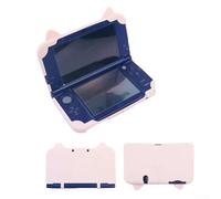 Coque de protection en silicone pour Nintendo 3DS LL XL, housse en caoutchouc souple avec adorable motif de chat, résistant aux chocs, prise en main douce pour la peau, découpes précises (rose)