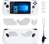 Coque De Protection En Silicone Pour Rog Ally Avec Film De Protection D'écran En Verre Trempé, Filet Anti-Poussière, Protections De Joystick Et Adaptateur 3.1 - Blanc