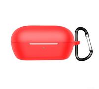 Coque de protection en silicone pour Sony WF-C710NSA - Antichoc avec mousqueton - Anti-rayures pour écouteurs - Étui antidérapant pour voyage et sport - Noir vert blanc bleu (rouge)