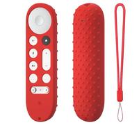 Coque de protection en silicone pour télécommande Google GY3LE pour Google TV Streamer 4K 2024, antidérapante, anti-chute, protection souple avec cordon (rouge)