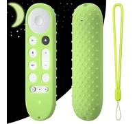 Coque de protection en silicone pour télécommande Google GY3LE - Pour télécommande Google TV Streamer 4K 2024 - Antidérapante - Anti-chute - Souple - Avec cordon - Vert lumineux