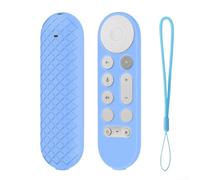 Coque de protection en silicone pour télécommande Google TV Streamer 4K : coque de protection antidérapante et ajustée avec cordon de serrage, compatible avec le modèle 2024 - Noir (bleu la nuit)