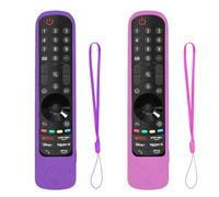Coque de protection en silicone pour télécommande LG LG AN-MR21GA AN-MR21GC MR22GN MR22GN MR22GA Magic Remote - Antidérapante et résistante aux chocs - Pour télécommande LG (violet + rose)