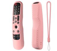 Coque de protection en silicone pour télécommande LG TV MR21GA, MR21GN, MR21GC, MR22GA, MR22GC, MR23GA, MR23GN, MR23GC, bâton TV, housse antidérapante et résistante aux chocs avec cordon (rose)