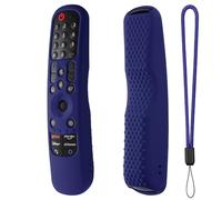 Coque de protection en silicone pour télécommande LG TV MR21GA, MR21GN, MR21GC, MR22GA, MR22GC, MR23GA, MR23GN, MR23GC, bâton TV, housse antidérapante et résistante aux chocs avec cordon (bleu foncé)