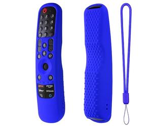 Coque de protection en silicone pour télécommande LG TV MR21GA, MR21GN, MR21GC, MR22GA, MR22GC, MR23GA, MR23GN, MR23GC, bâton TV, housse antidérapante et résistante aux chocs avec cordon (bleu)